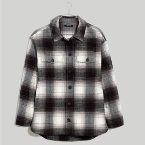 Madewell Twill Flannel Shirt-Jacket in Windowpane Plaid Antique Cream Size XS